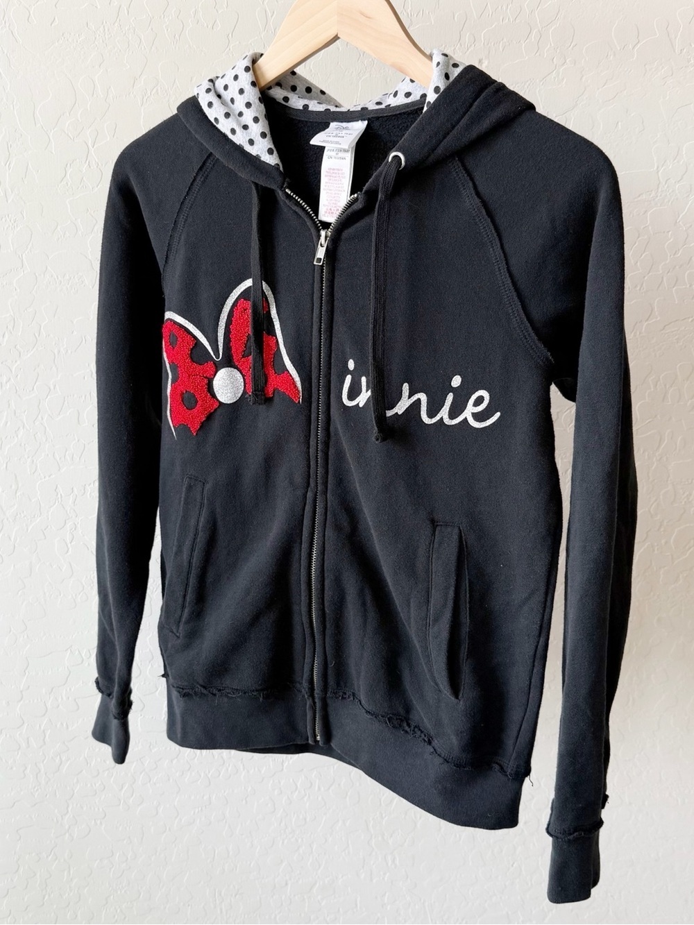 Disney Store Minnie Mouse Bow Hoodie Full Zip Sweatshirt Mouse Ears
